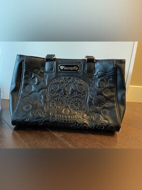 Loungefly Black Embossed Sugar Skull Tote